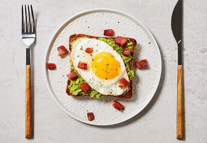 Avocado Toast with Egg and Crispy Pancetta