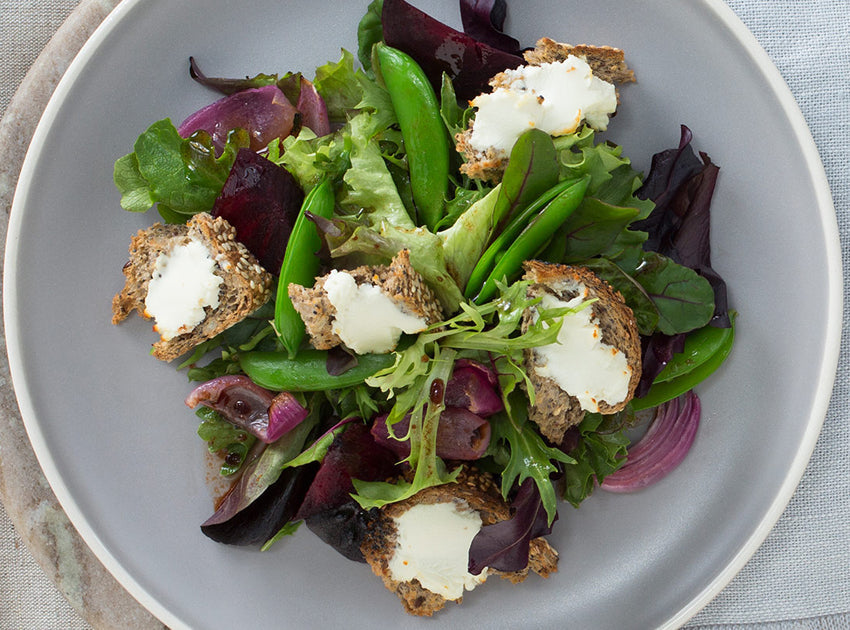 Beet Salad with Goats Cheese Cape Seed Croutons