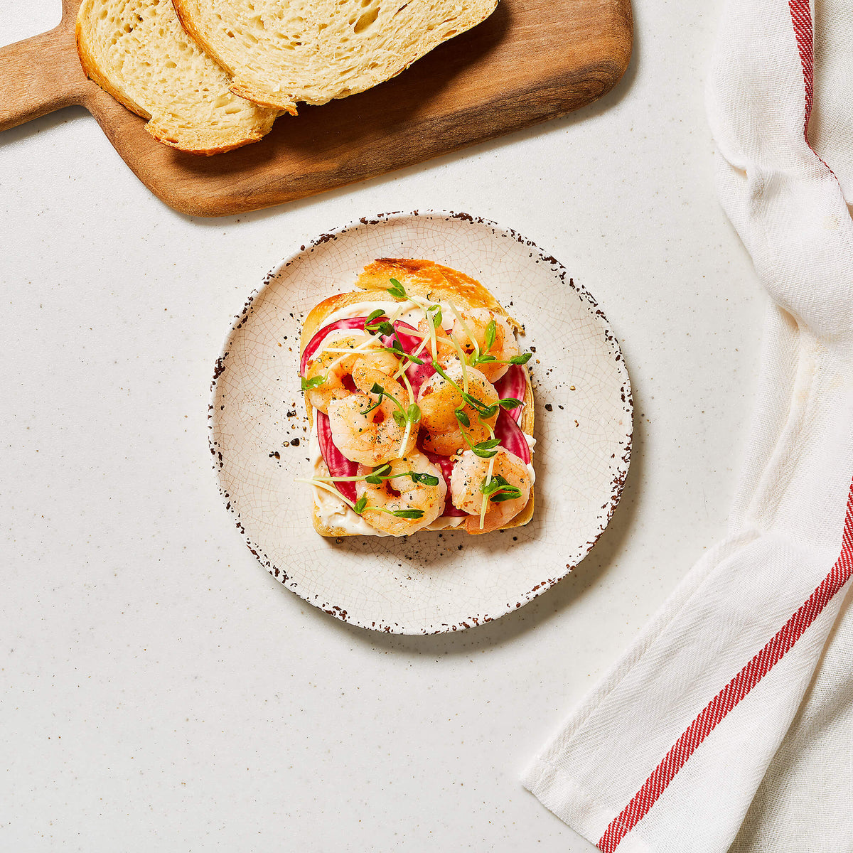 Shrimp and Beet Open-Faced Sandwich