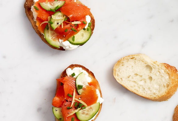 Cream Cheese, Smoked Salmon & Cucumber Crostini