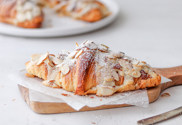 Almond Croissants on chopping board