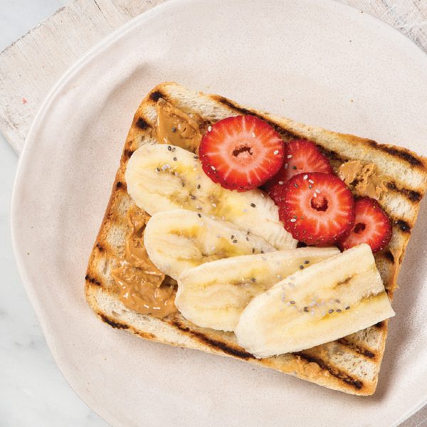 Strawberries and Bananas with Peanut Butter On Toast - 1080