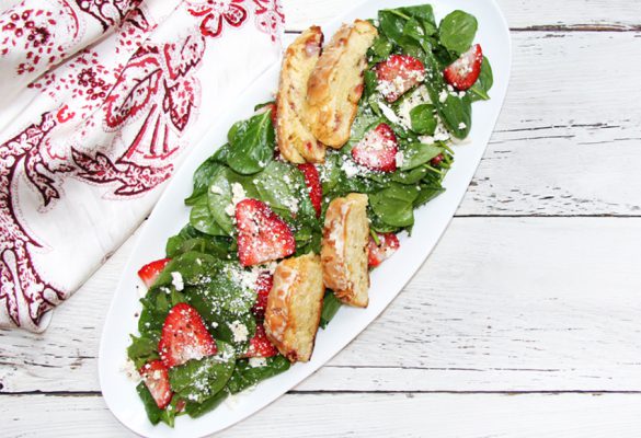 Strawberry Passion Fruit Crostini and Salad