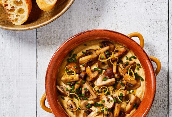 Turkish Bread with Garlic Mushroom Hummus