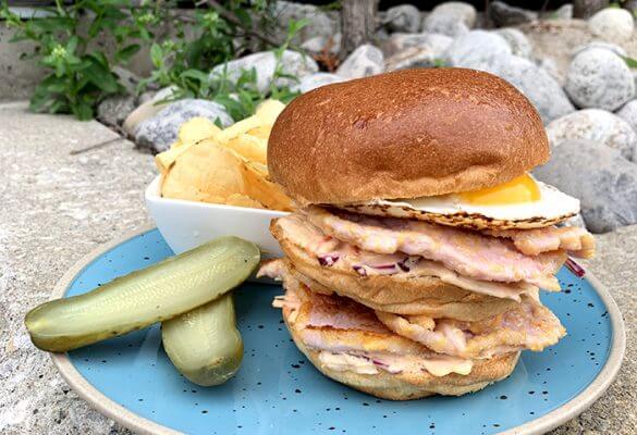 BBQ Roasted Peameal Bacon Sandwich Stack
