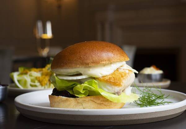 Wild Pacific Halibut Burger with Fraser Valley Blueberry Relish