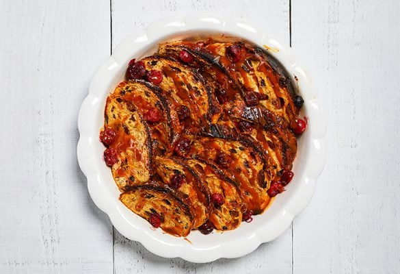 Dulce de Leche Apricot Delight Bread Pudding