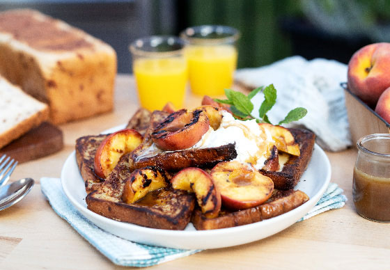 French Toast with Grilled Peaches