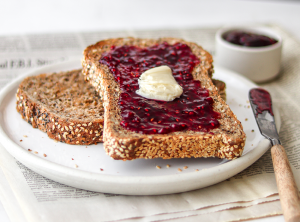 Cape Seed loaf with jam and butter