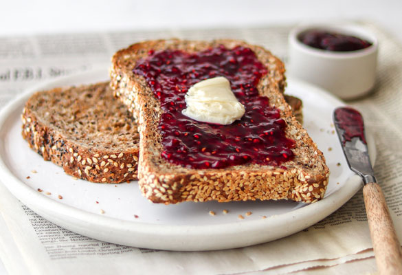 Cape Seed loaf with jam and butter